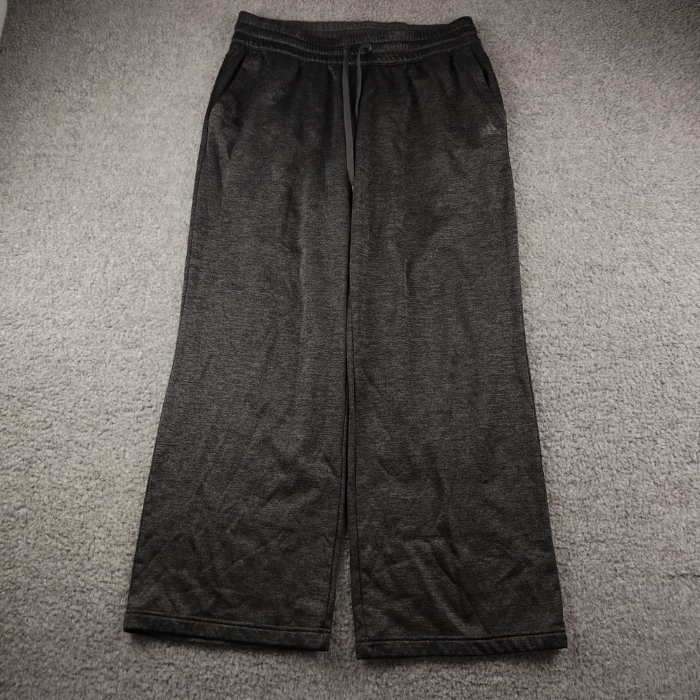 Adidas Pants Sz XL Climawarm Wide Leg Dark Grey Fleece Lined Stretch EUC